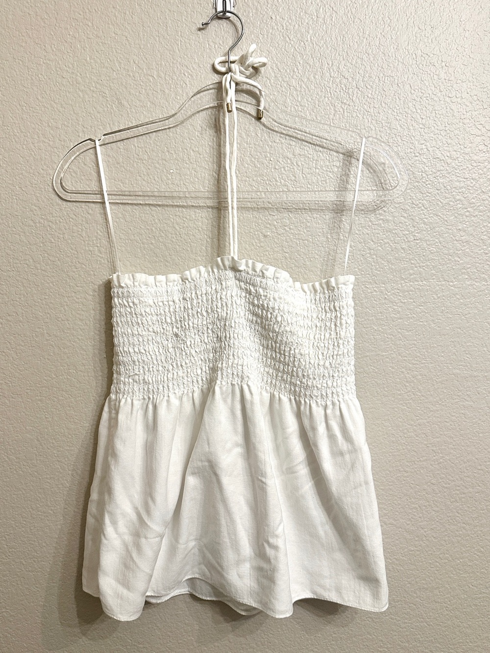 Trina Turk White Smocked Halter Top